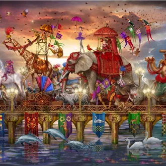 Circus Cross Stitch One way traffic Needlework 14CT Canvas Unprinted Handmade Embroidery Cross Stitch Kits Set DIY Home Decor