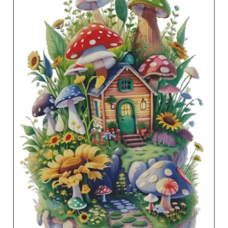 Mushroom 14CT 16CT Printed On Canvas Cross Stitch DIY Set Needlework Embroidery 124 Colors